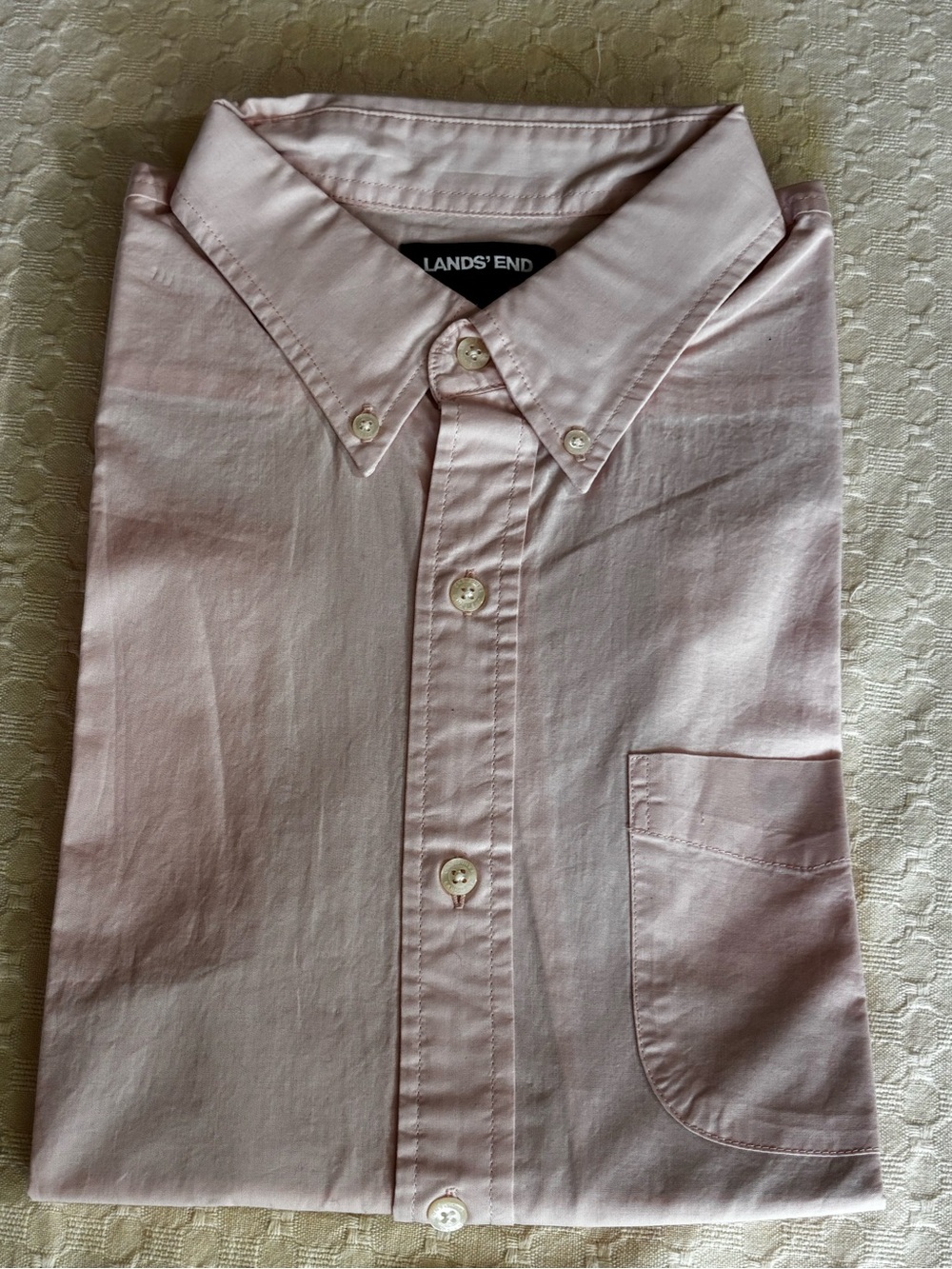 Lands' End Men's Pale Pink Button-Down Shirt